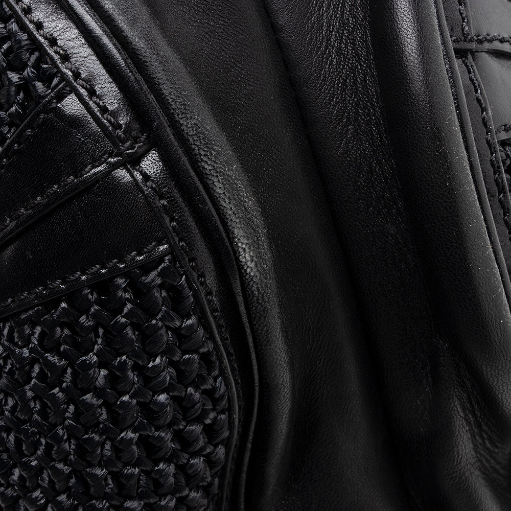 Burberry Prorsum Raffia Leather Whipstitch Satchel (SHF-17845)