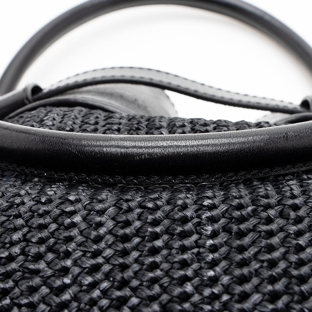 Burberry Prorsum Raffia Leather Whipstitch Satchel (SHF-17845)