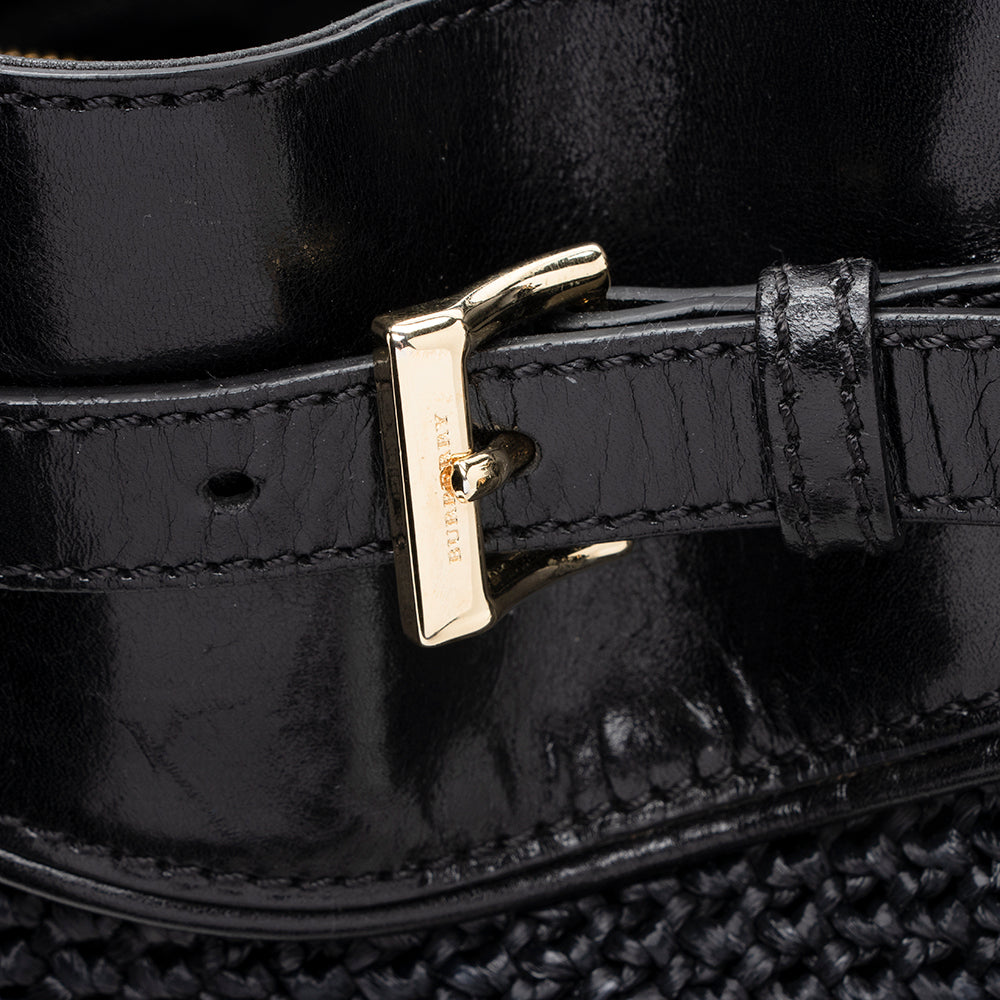 Burberry Prorsum Raffia Leather Whipstitch Satchel (SHF-17845)