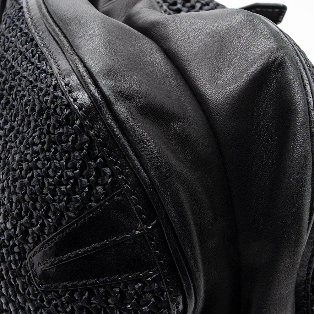 Burberry Prorsum Raffia Leather Whipstitch Satchel (SHF-17845)