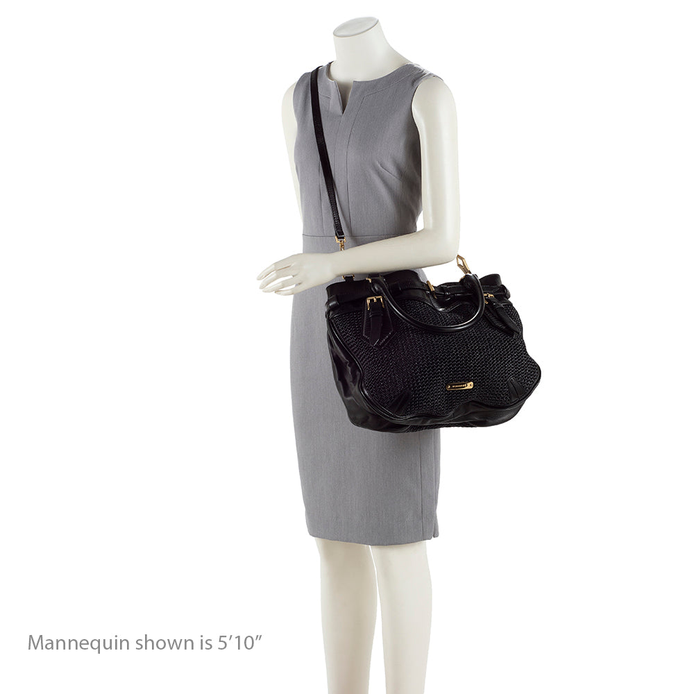 Burberry Prorsum Raffia Leather Whipstitch Satchel (SHF-17845)