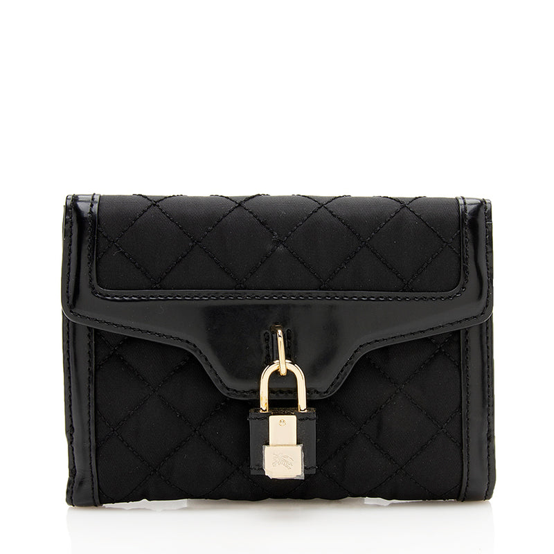 Burberry Quilted Nylon Lock French Wallet (SHF-11871)