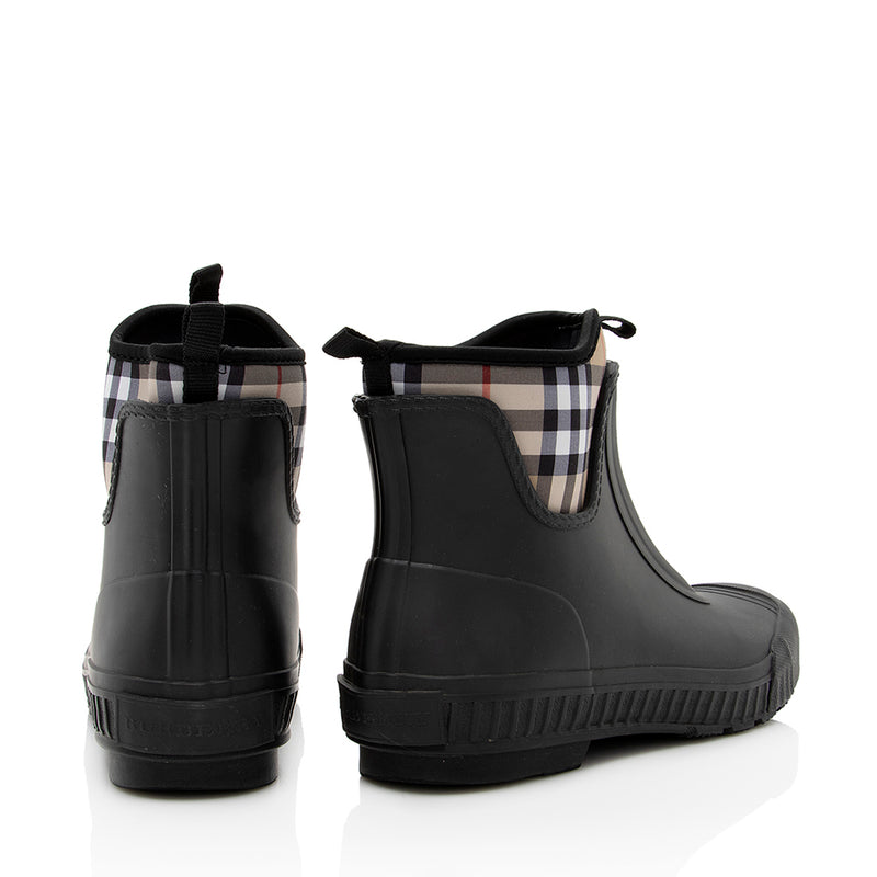 Burberry Vintage Check Neoprene Ankle Rain Boots - Size 9 / 39 (SHF-18844)