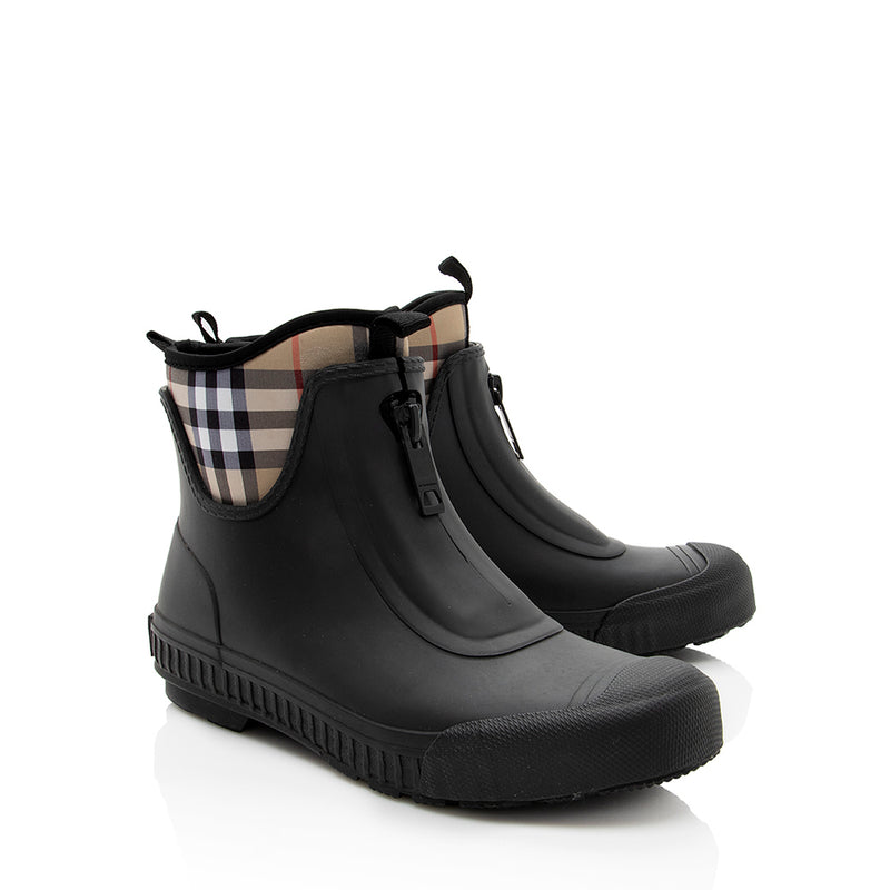 Burberry Vintage Check Neoprene Ankle Rain Boots - Size 9 / 39 (SHF-18844)