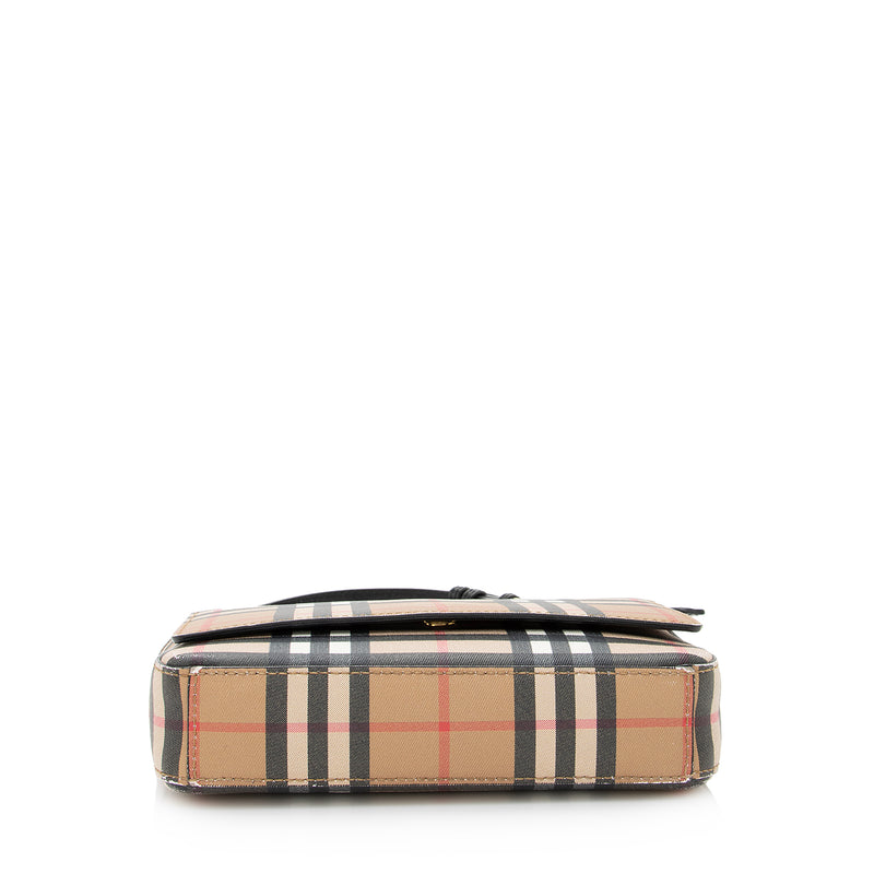 Burberry Brown/Beige Hymarket PVC and Leather Buckle Wallet at 1stDibs