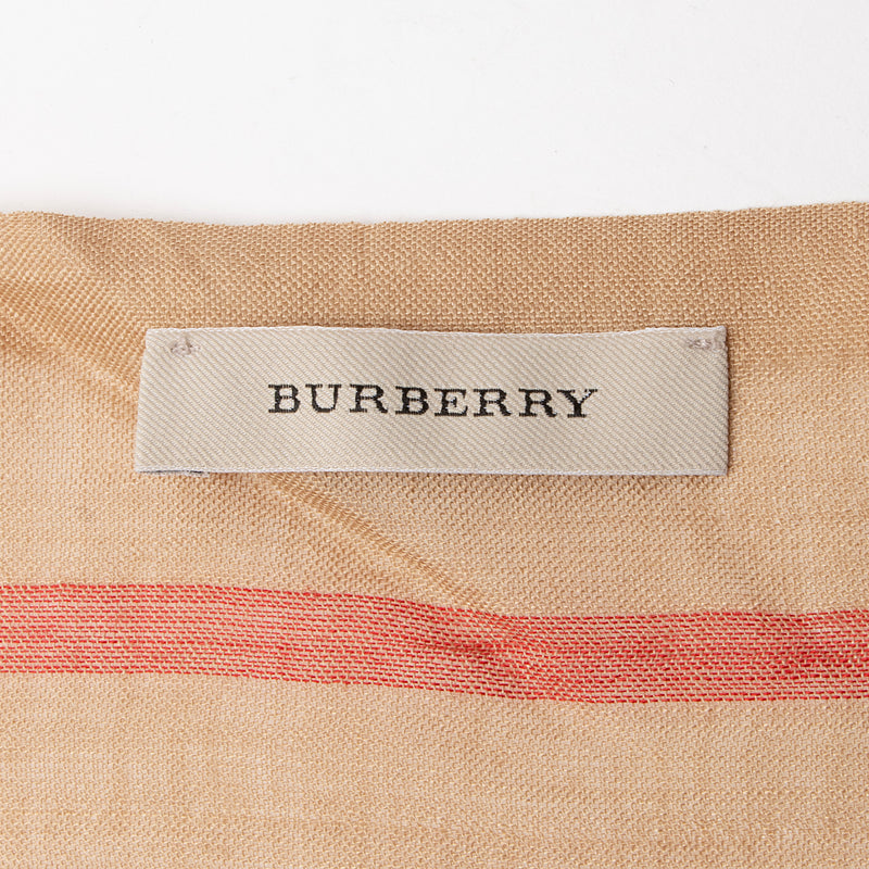 Burberry Wool Silk Lightweight Giant Check Scarf (SHF-LJ1uqZ)