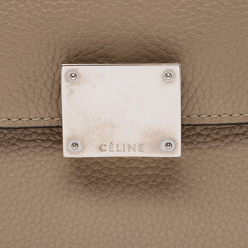 Celine Drummed Calfskin Suede Medium Trapeze Bag (SHF-15252)