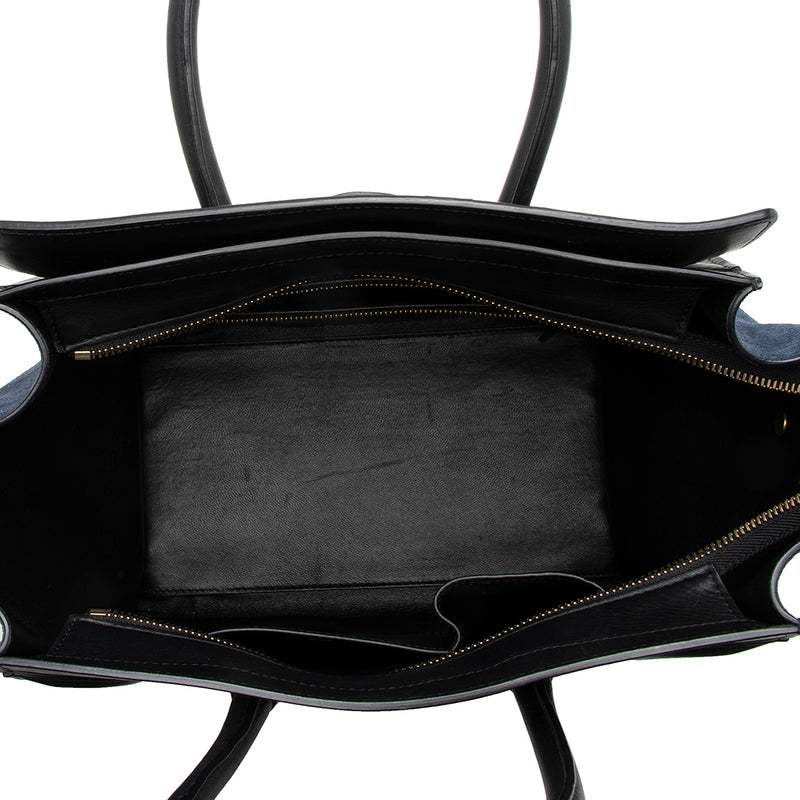 Celine Tricolor Leather Canvas Mini Luggage Tote (SHF-17162)
