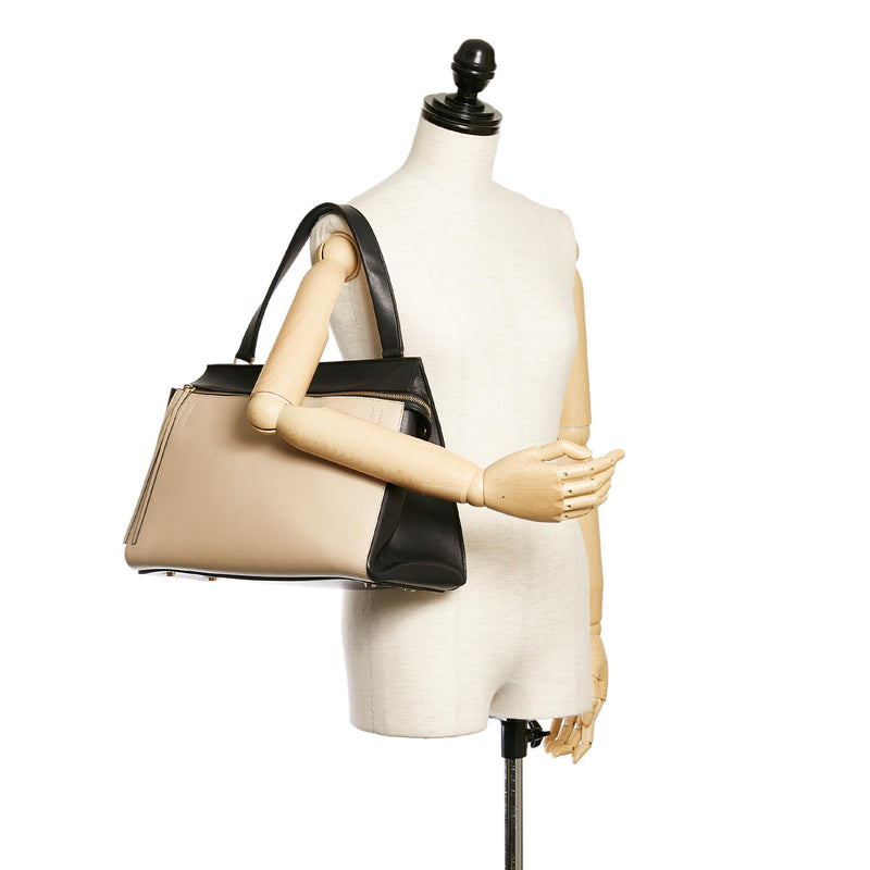 Celine Medium Edge Bicolor Leather Handbag (SHG-37339)