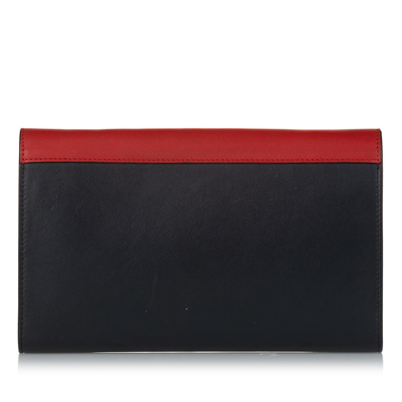 Celine Black, Pattern Print Stingray-Trimmed Pocket Envelope Wallet on Chain