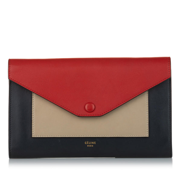 Celine Pocket Envelope Leather Wallet on Chain (SHG-33180)
