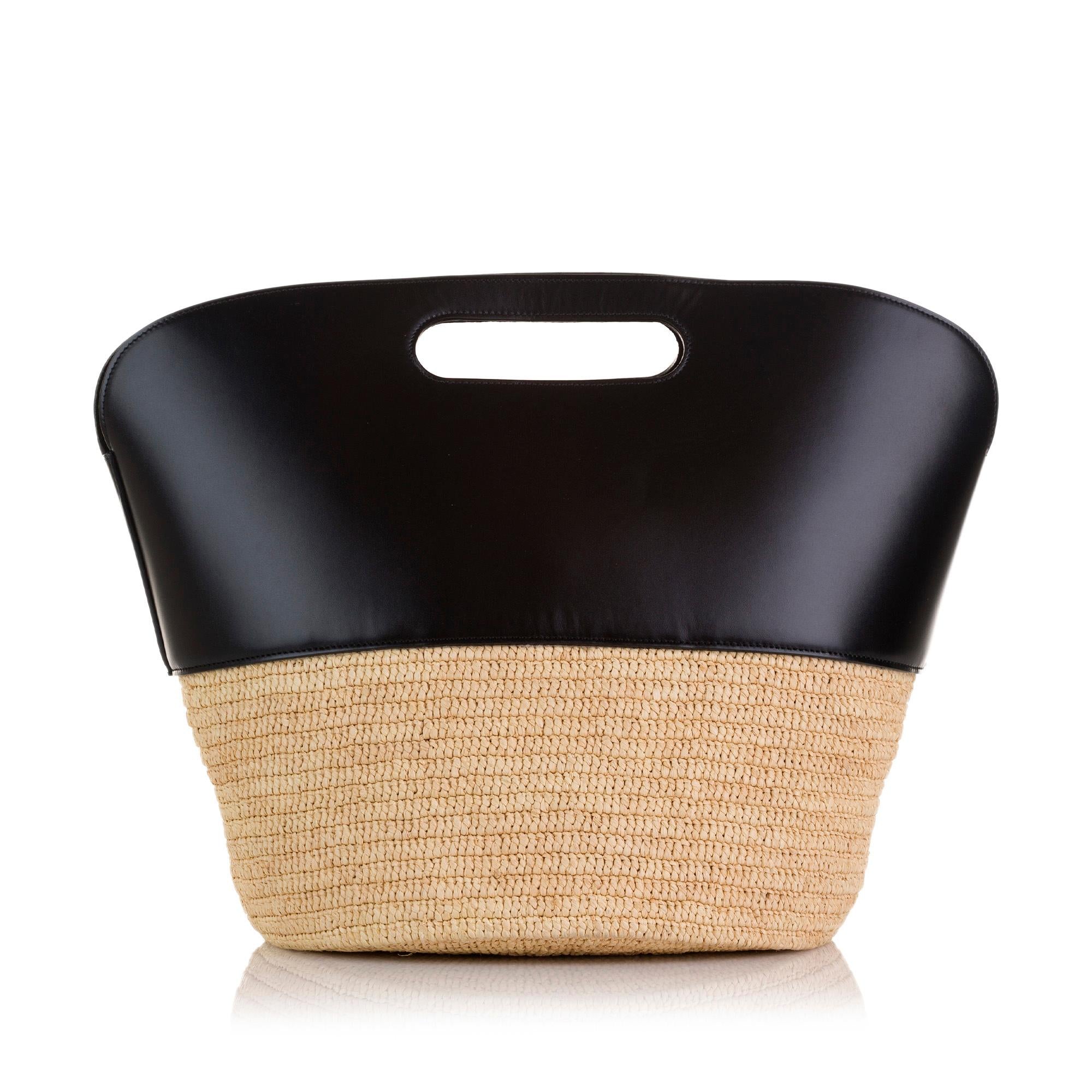 Celine Raffia and Leather Basket Bag (SHG-37905)