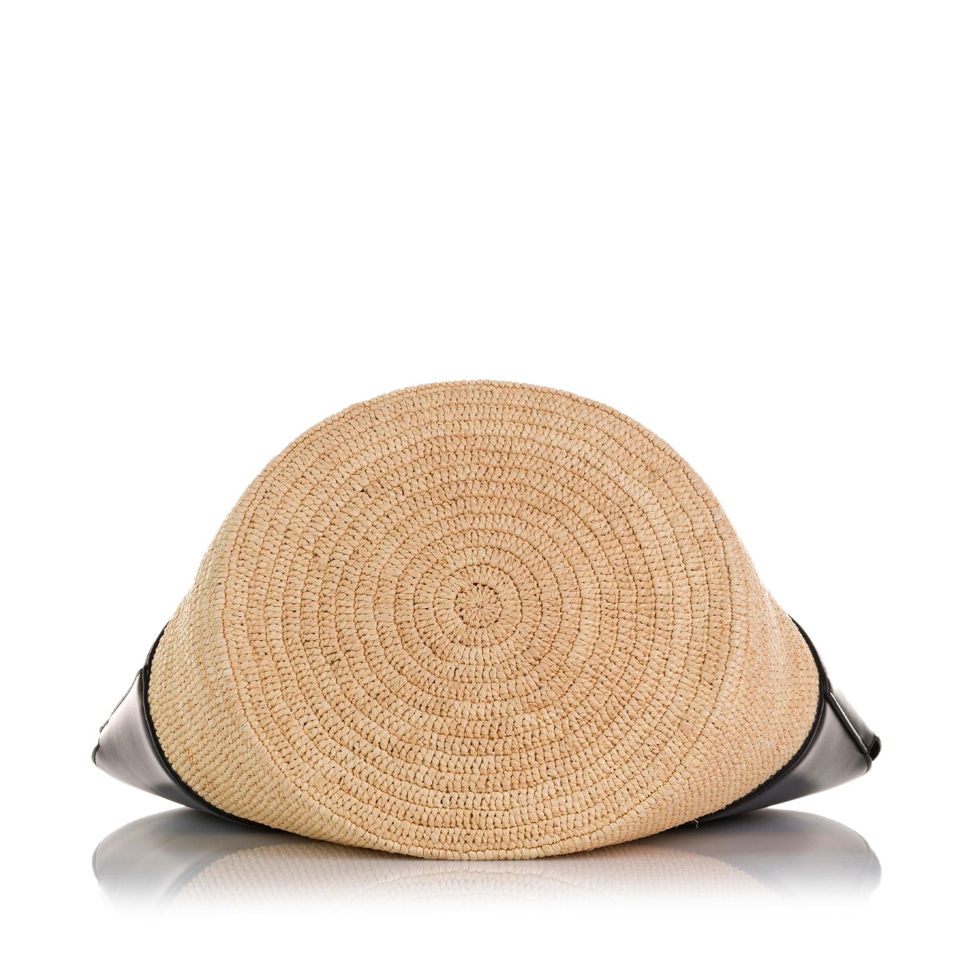 Celine Raffia and Leather Basket Bag (SHG-37905)