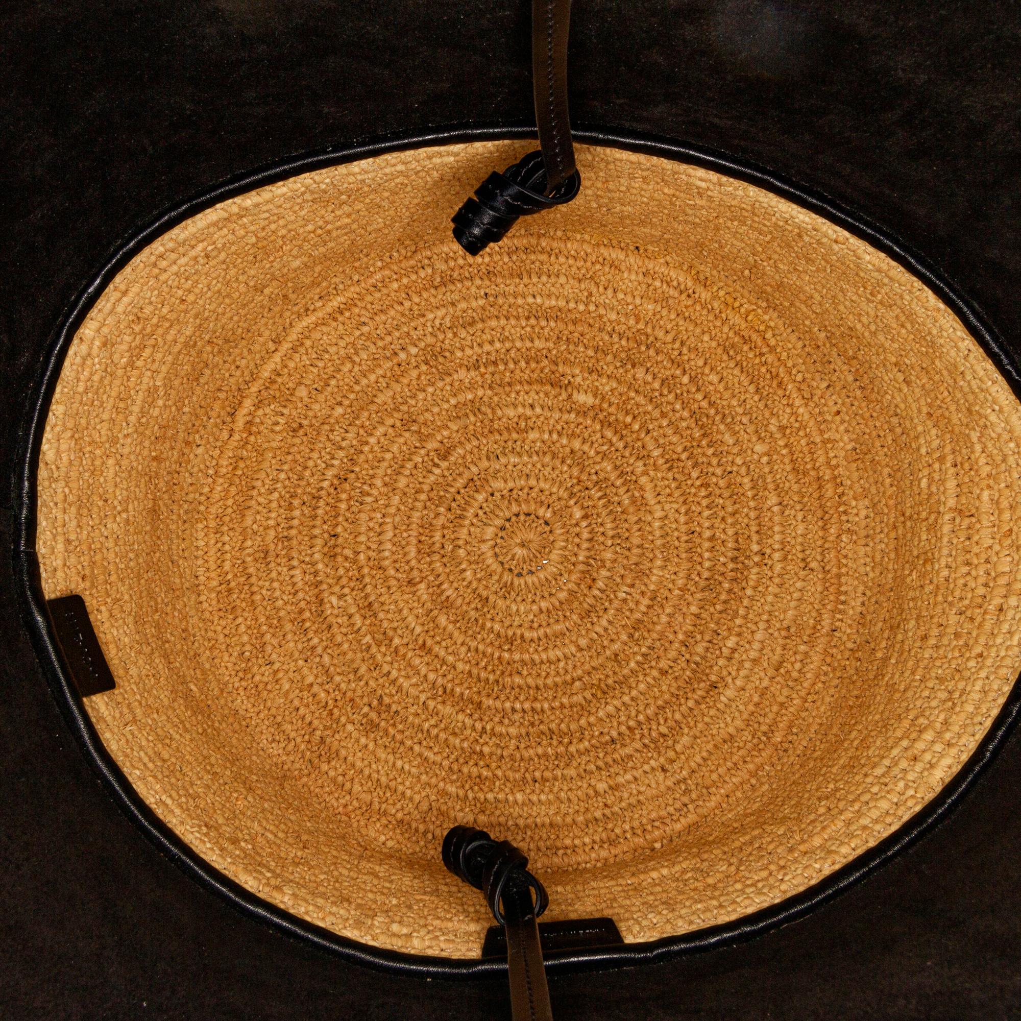 Celine Raffia and Leather Basket Bag (SHG-37905)