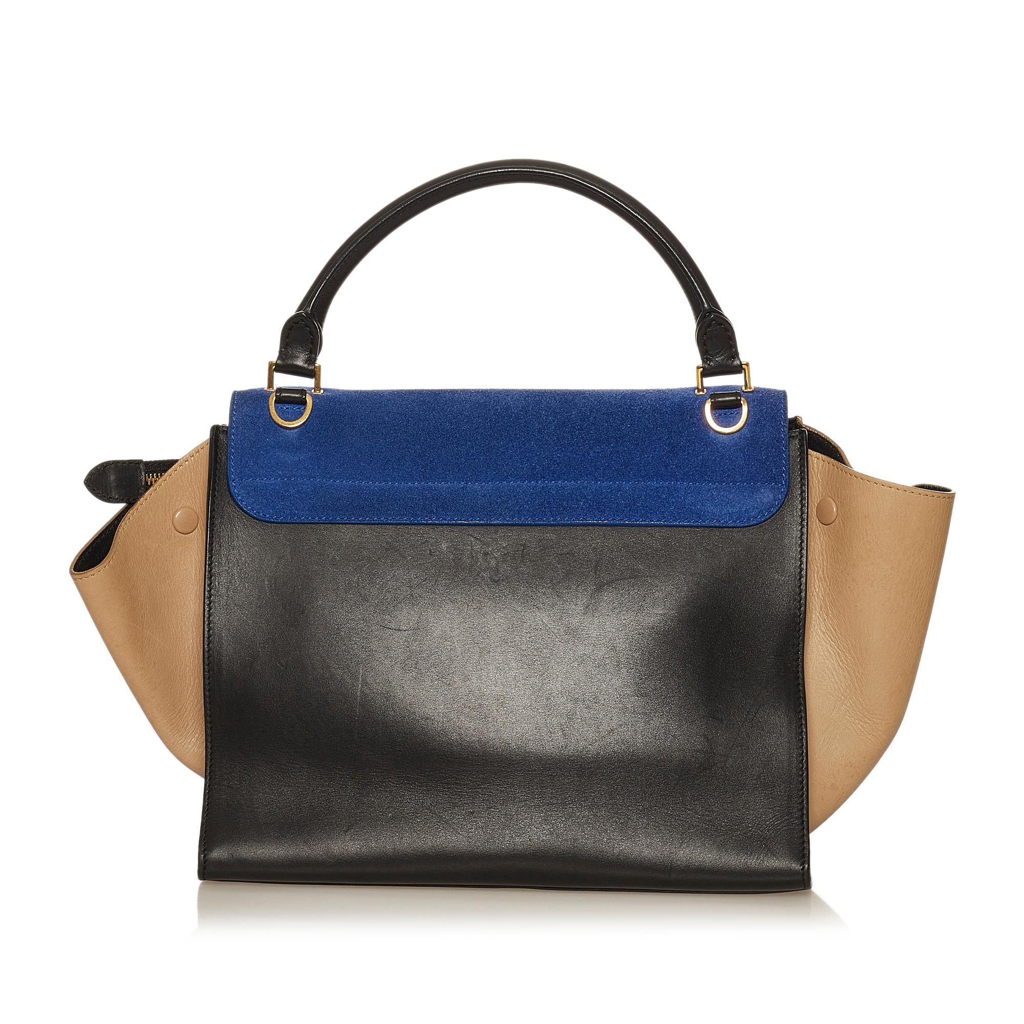 Celine Trapeze Tricolor Leather Satchel (SHG-29489)