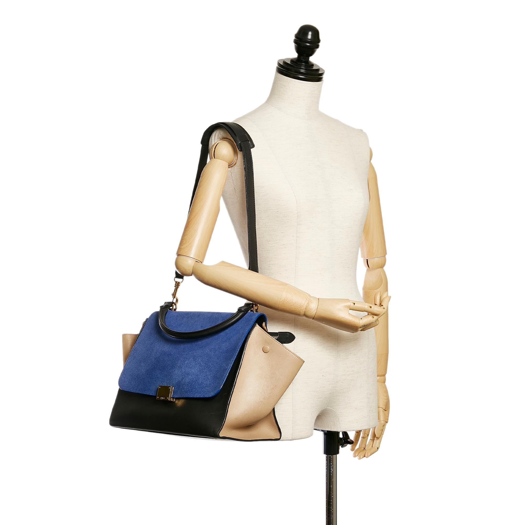 Celine Trapeze Tricolor Leather Satchel (SHG-29489)