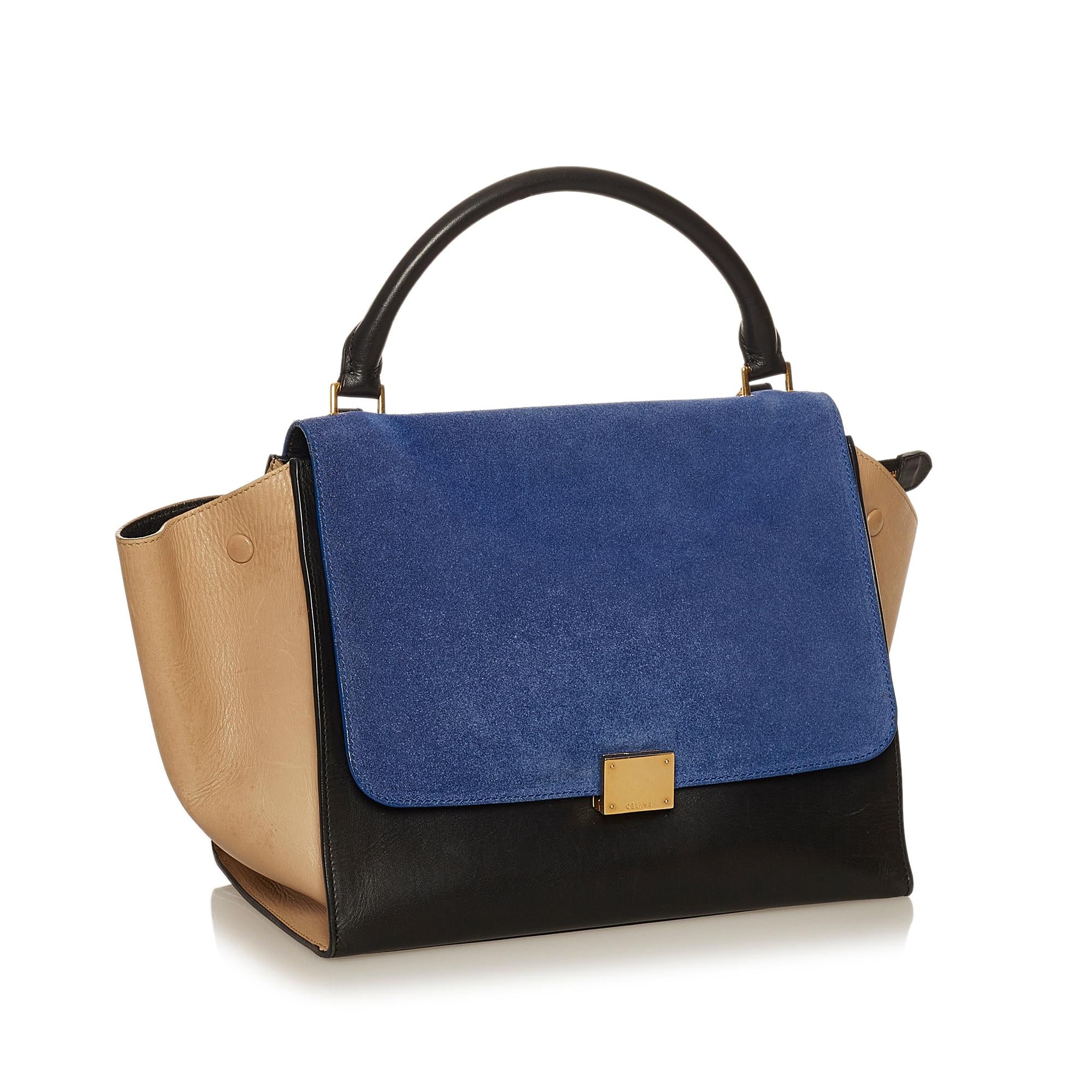 Celine Trapeze Tricolor Leather Satchel (SHG-29489)