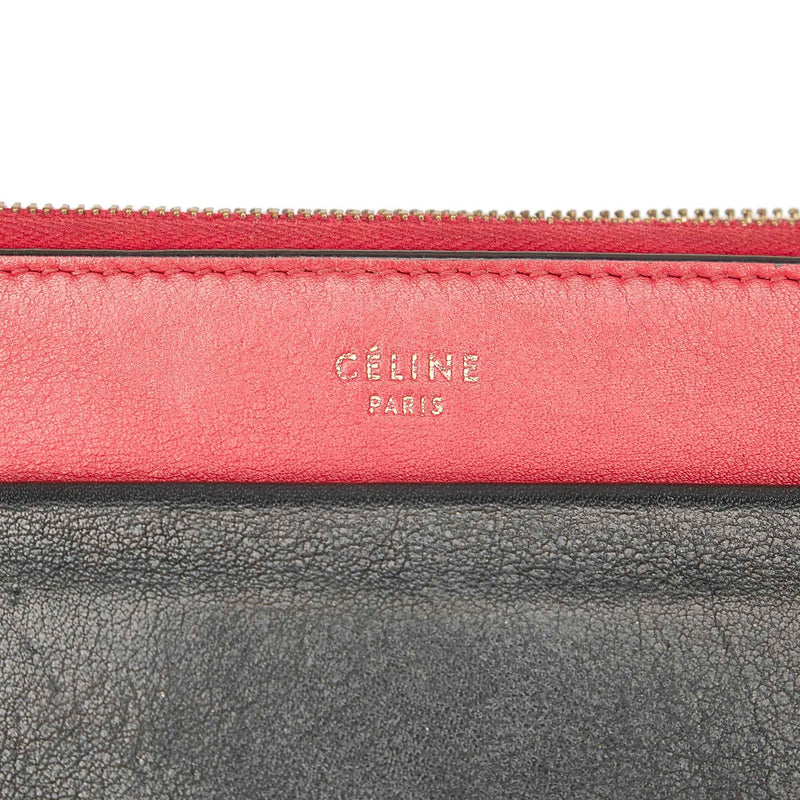 Celine Tri-Color Zip Envelope Leather Clutch (SHG-22456)