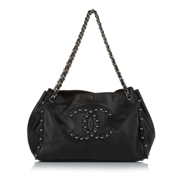 bell CHANEL CHANEL Vintage Maxi Jumbo 34cmFlap Shoulder Bag Black 24KGold