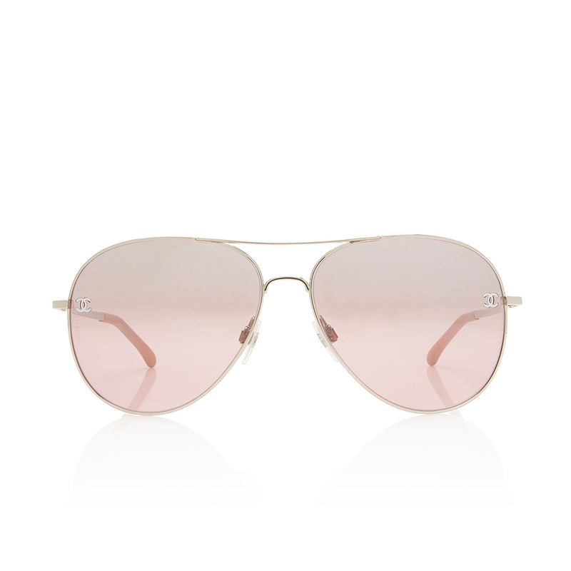 Chanel Interlocking CC Logo Aviator Sunglasses - Gold Sunglasses,  Accessories - CHA971885 | The RealReal
