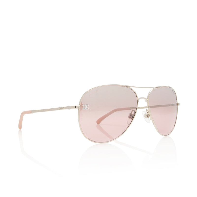 Sunglasses: Pilot Sunglasses, titanium & calfskin — Fashion | CHANEL