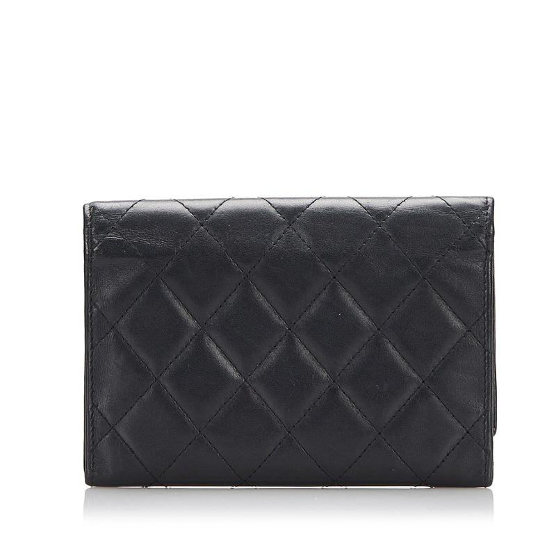 Chanel Black Quilted Lambskin Wallet On Chain WOC Brushed Gold And