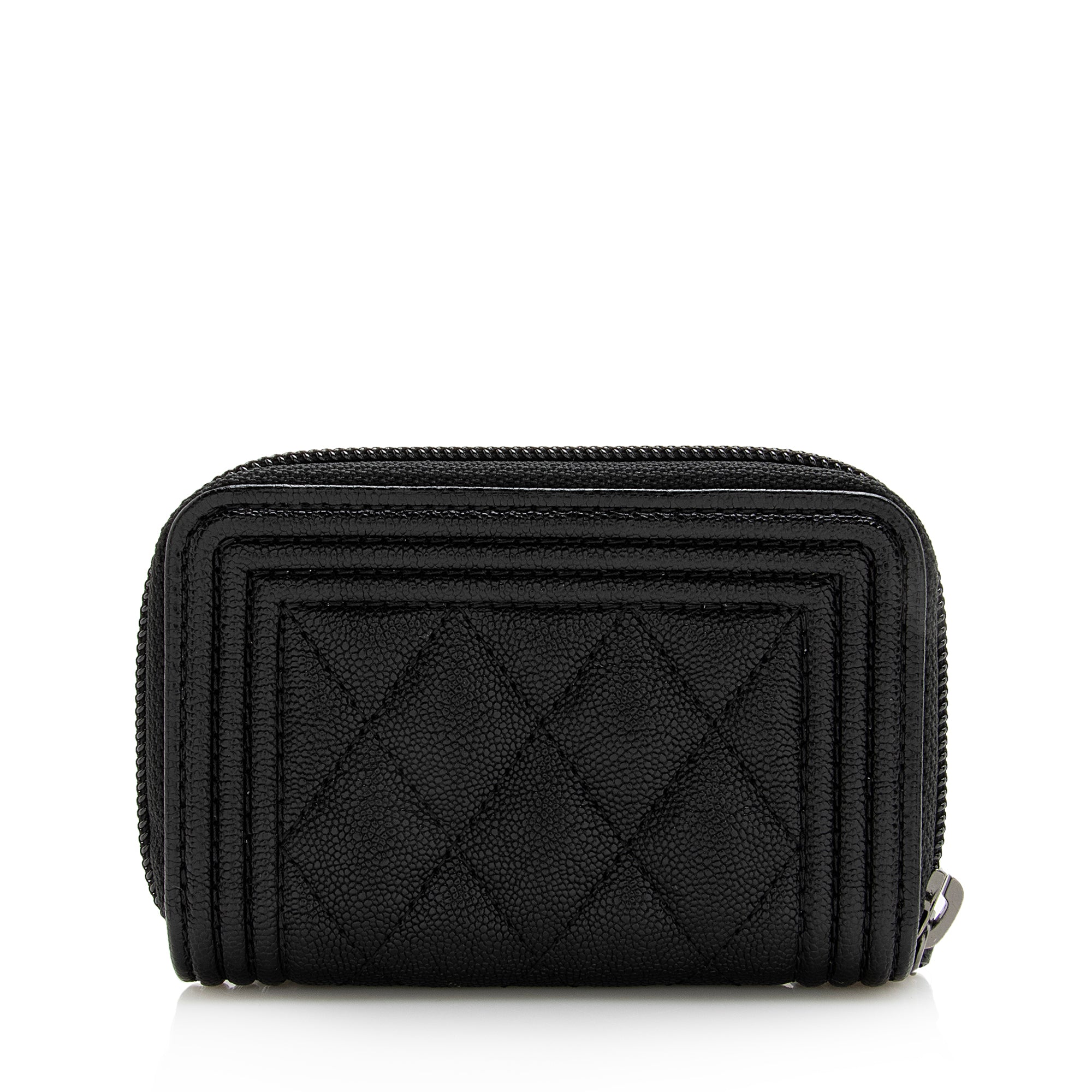 Chanel Caviar Leather Boy Zip Coin Purse (SHF-22675)