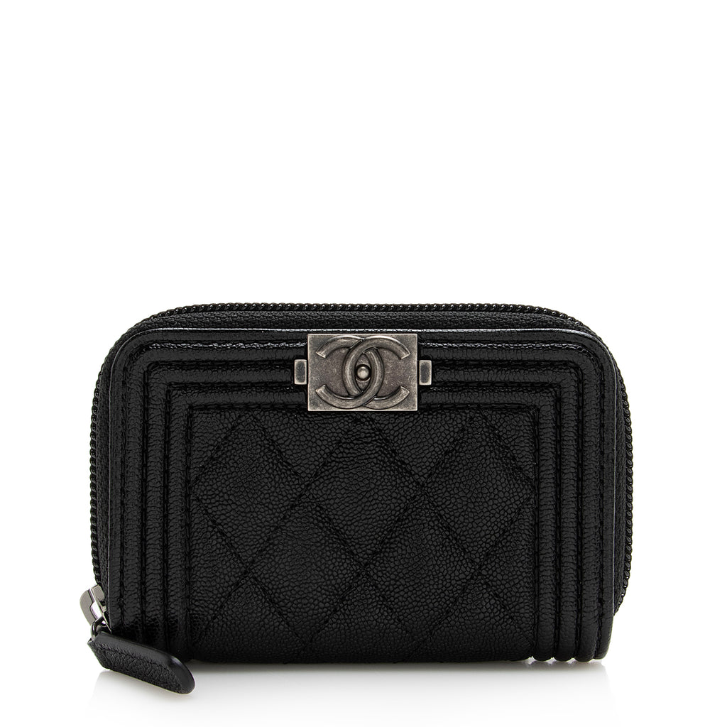 Chanel Classic Quilted Card Holder With Zip Coin Purse Pink