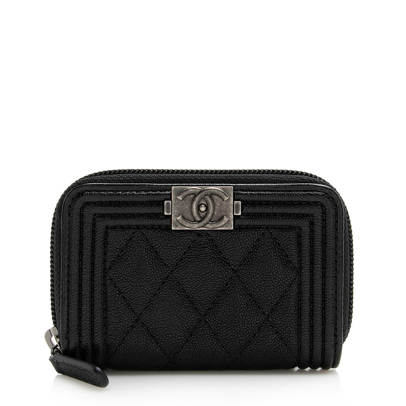 Chanel, So Black Caviar Boy Zip Wallet