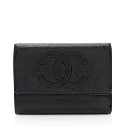 CHANEL Authentic Vintage Pre Owned Caviar Leather Card Holder 