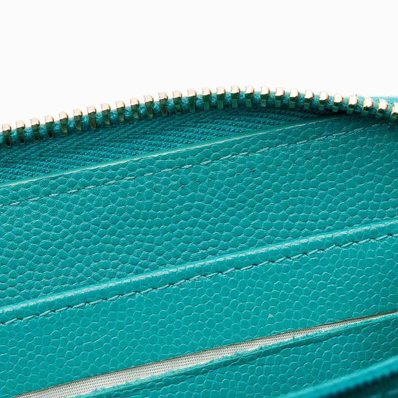 Chanel Caviar Leather CC Zip Around Wallet (SHF-16722)