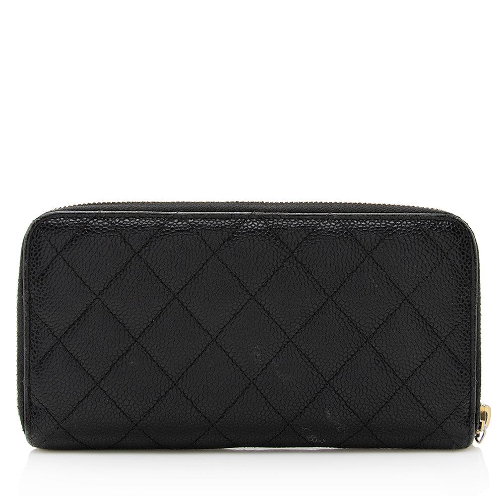Chanel Caviar Leather CC Zip Around Wallet FINAL SALE SHF 20037