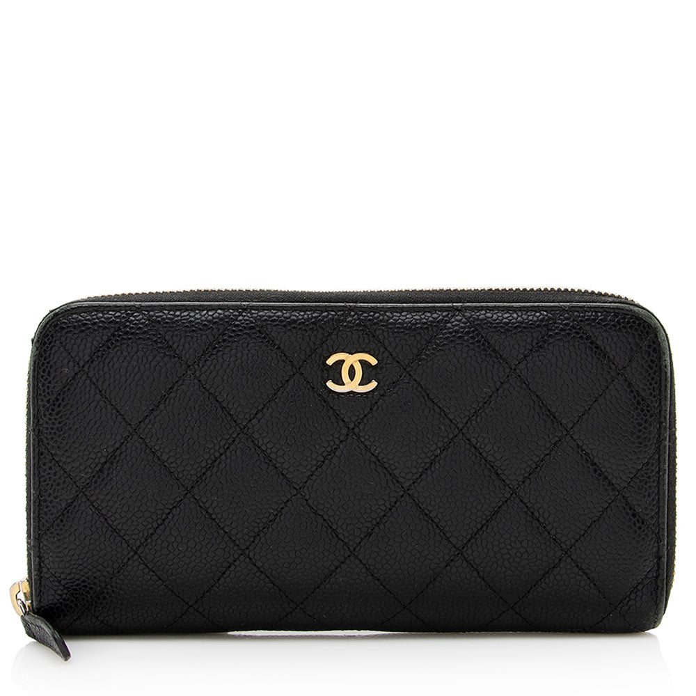 AUTHENTIC CHANEL VINTAGE ZIP-AROUND LARGE CAVIAR WALLET MADE IN ITALY  4125332