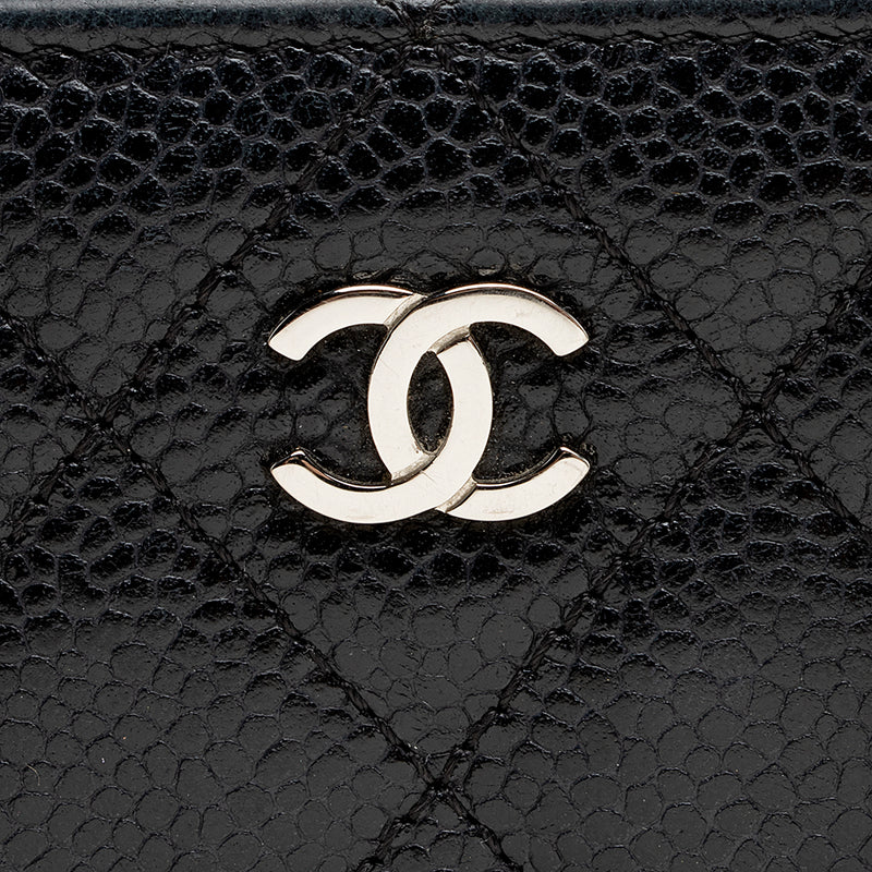Chanel Caviar Leather CC Zip Around Wallet (SHF-21319)