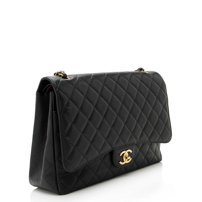 Chanel Caviar Leather Classic Maxi Double Flap Bag (SHF-21769