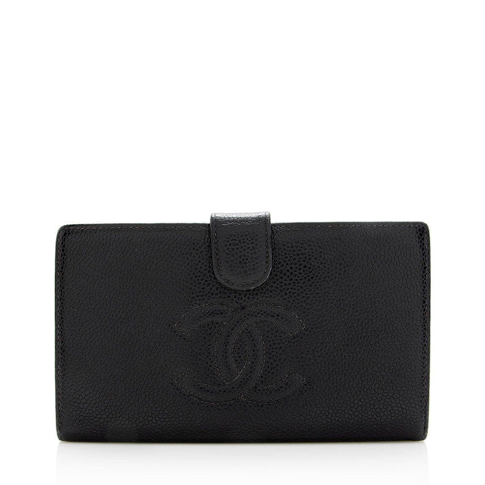 Chanel Long Caviar Leather CC French Wallet