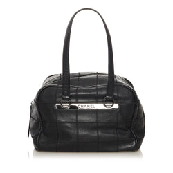 Chanel Square Stitch Bowler Bag Quilted Caviar Medium at 1stDibs