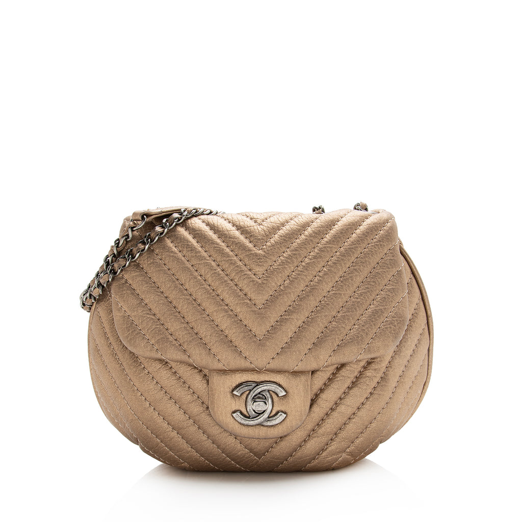 Chanel Chevron Metallic Aged Calfskin Bubble Small Flap Bag (SHF-22686)