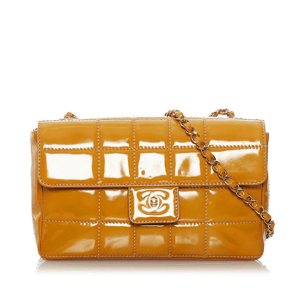 Chanel Choco Bar Patent Leather Single Flap Bag (SHG-30772)
