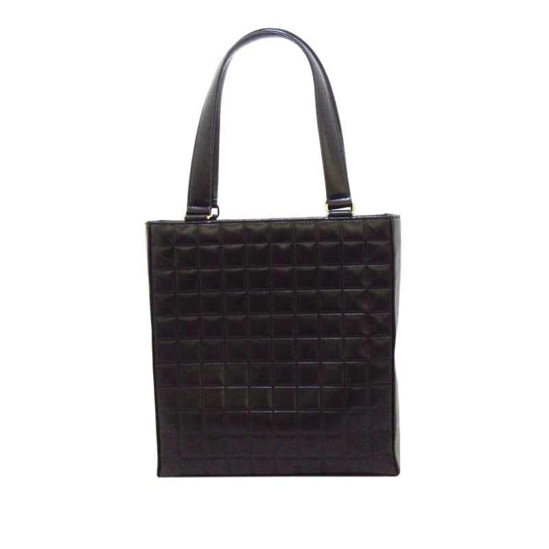 Chanel Chocolate Bar Flap East West CC Medium Black Handbag Excellent