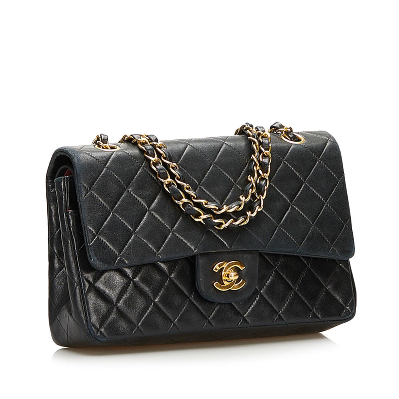 Flap bag with top handle, Lambskin, black — Fashion