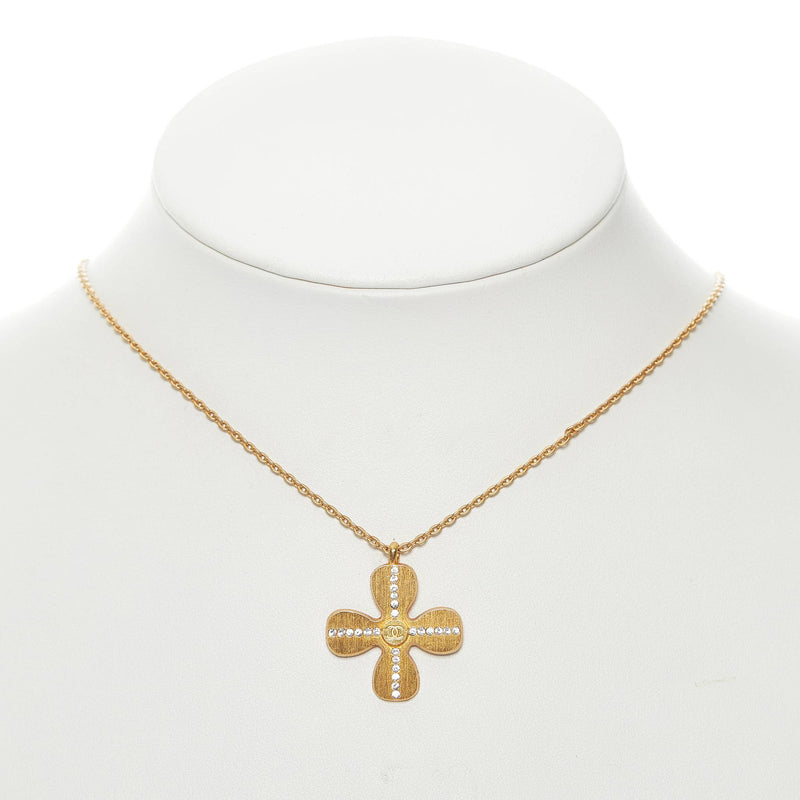 FWRD Renew Chanel Coco Mark Clover Necklace in Light Gold | FWRD