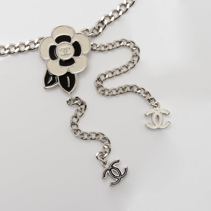 Chanel CC Enamel Necklace (Metallic/Silver)