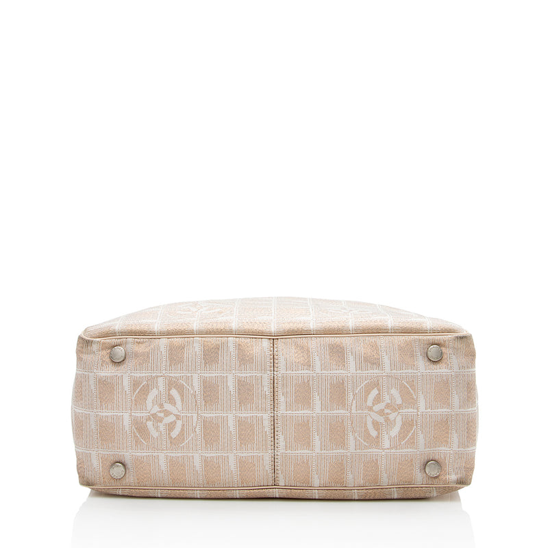 Chanel Beige Leather Nylon Mediun Travel Line Tote Bag Chanel