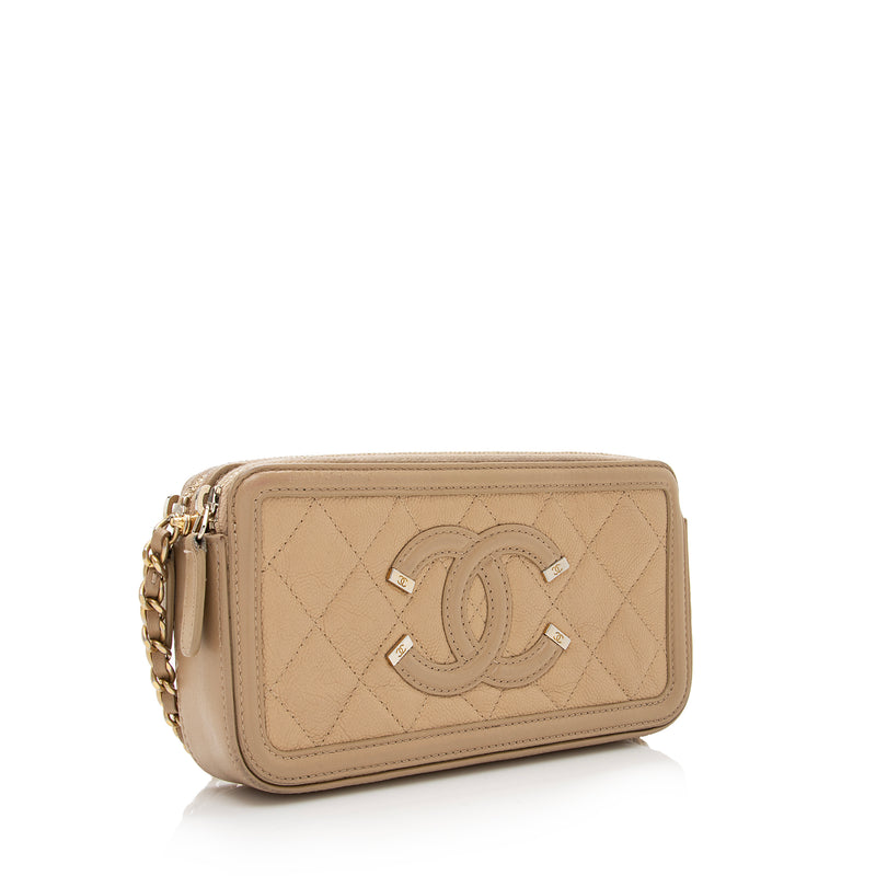 Chanel Grained Calfskin CC Filigree Clutch with Chain (SHF-22656) – LuxeDH
