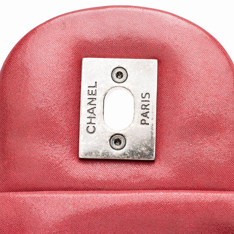 Chanel Pink And White Striped Calfskin And Quilted Caviar Small