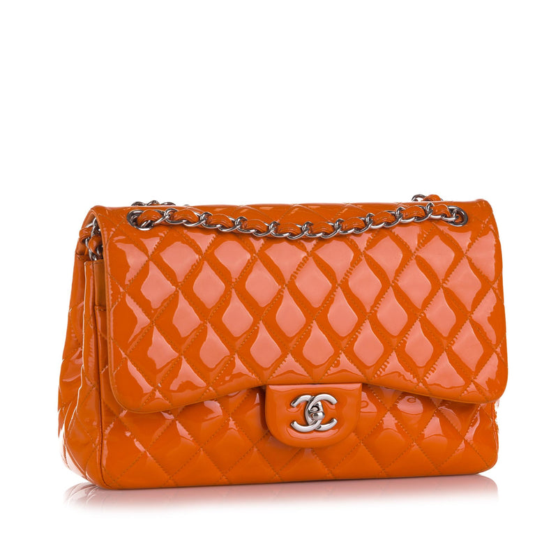 Chanel Vintage Classic Double Flap Lambskin Large Bag in Orange