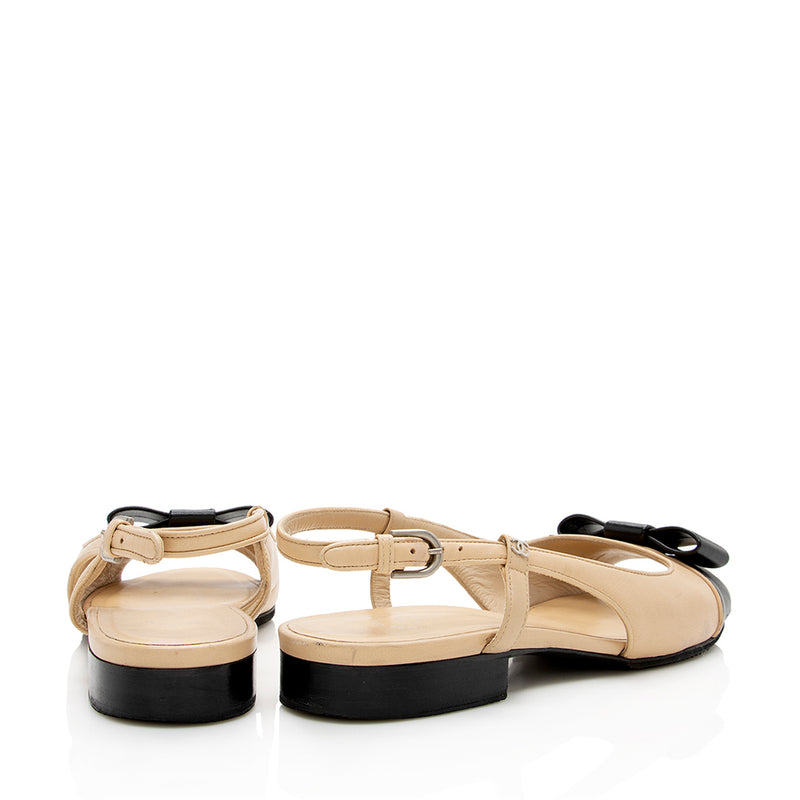 Chanel Lambskin Bow Sling Back Sandals - Size 9 C / 39 C - FINAL