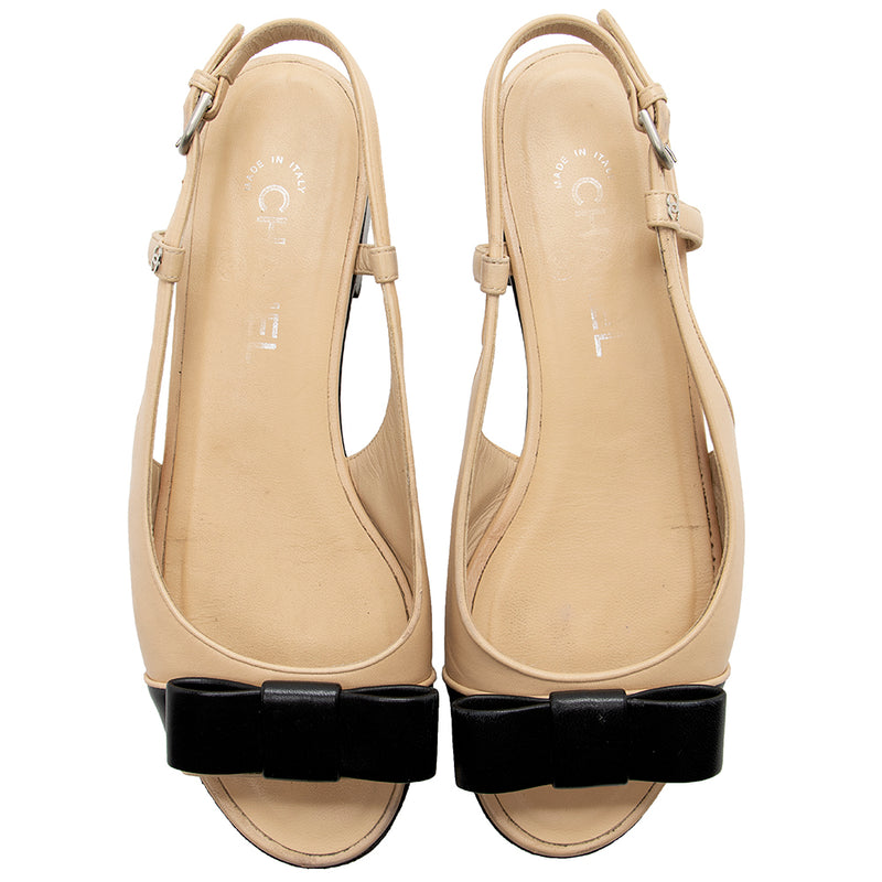 Chanel Lambskin Bow Sling Back Sandals - Size 9 C / 39 C - FINAL SALE –  LuxeDH