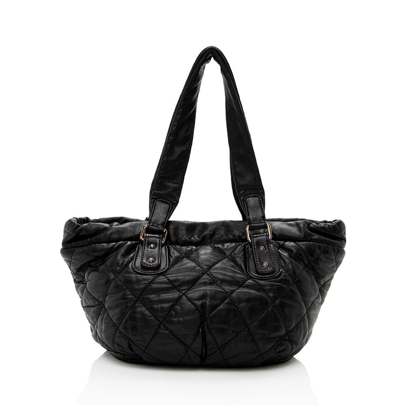 Chanel Lambskin Bubble Quilted Drawstring Shoulder Bag (SHF-15889) – LuxeDH